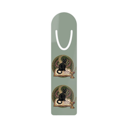 Metal Bookmark — Vintage Black Cat Reading Design
